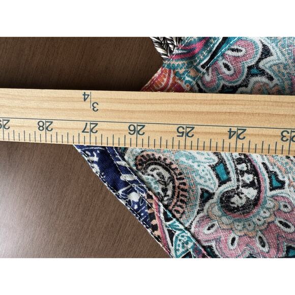 Chicos Paisley Linen Drape Jacket Size 1 US M Open Front 3/4 Sleeves Lagenlook - Picture 12 of 12